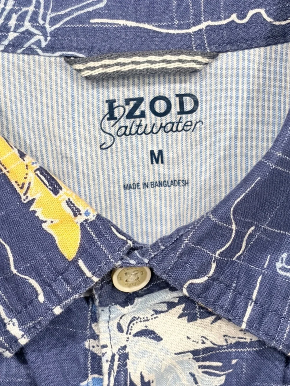 IZOD Saltwater Men’s Size M. Tropical 100% Cotton - Picture 5 of 8